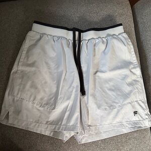 Fabletics Men's White and Black Athletic Shorts
